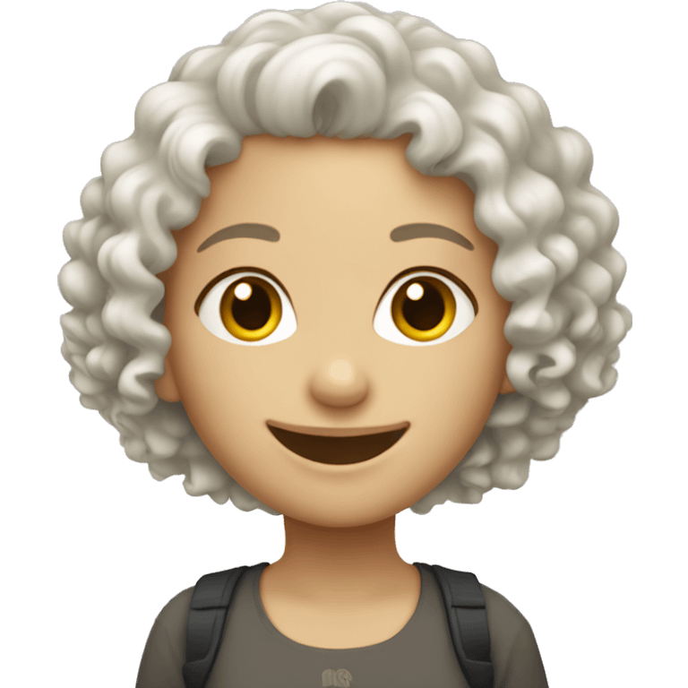 White curly hair girl smiling emoji