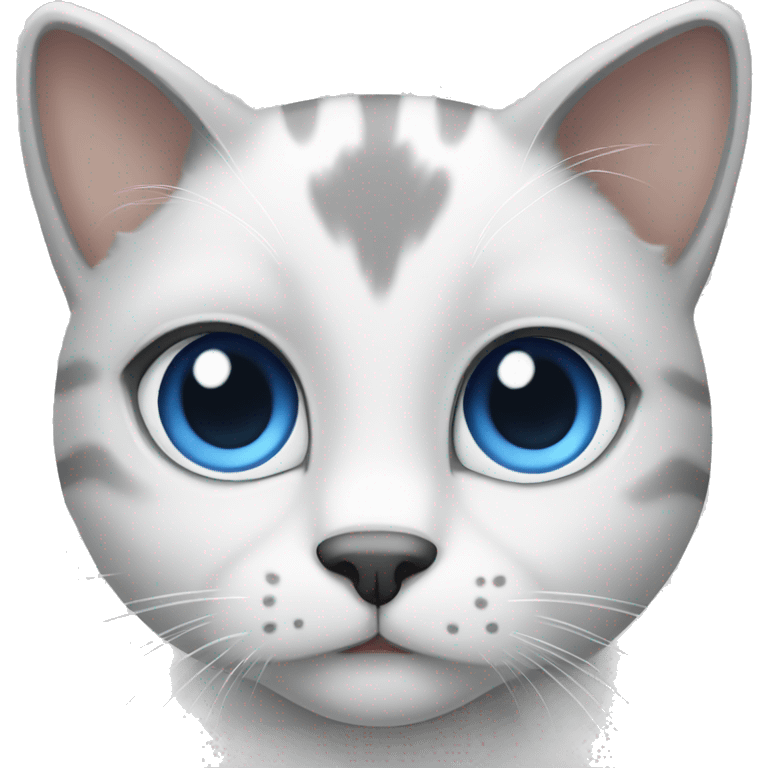 gray and white cat with blue eyes emoji