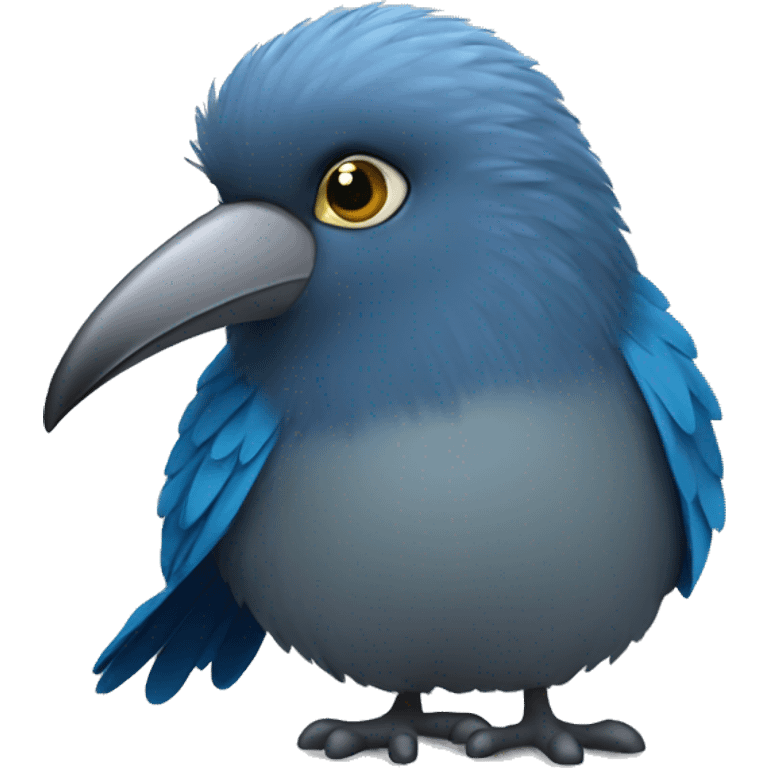 blue kiwi bird with grey beak wearing a black jacket emoji