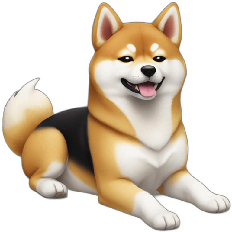 shiba inu full body sit photo 3/4 back paws like lying down emoji