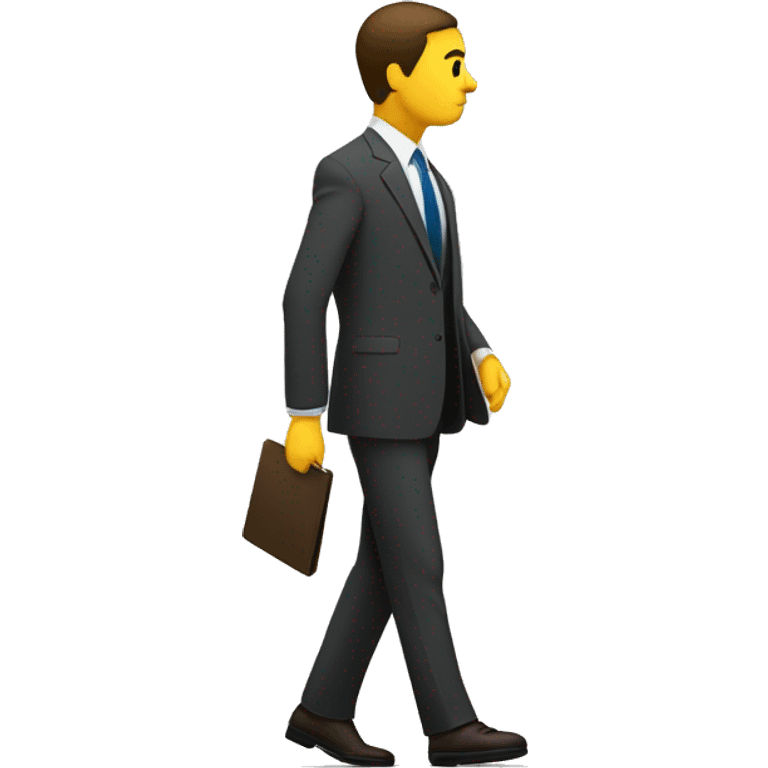 Ignoring leader: A figure in a suit, walking to the le in a side view, looking arrogantly upward.
Flat design, simple  emoji