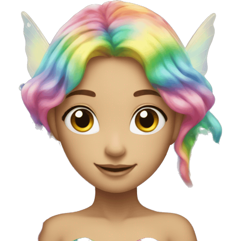 rainbow fairy with mermaid tale emoji