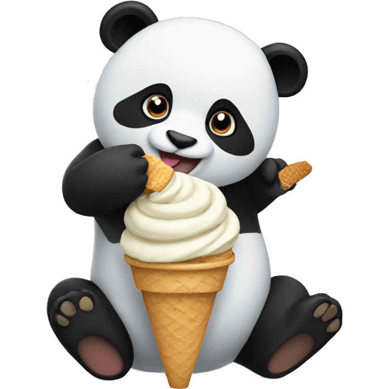 Panda eating ice cream emoji