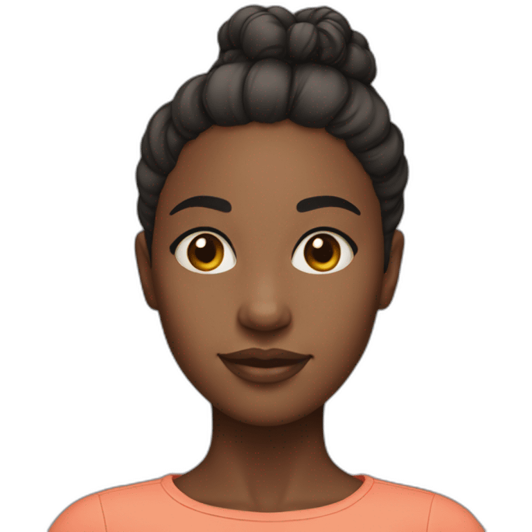 black girl with big fore head and short hair in a small bun emoji