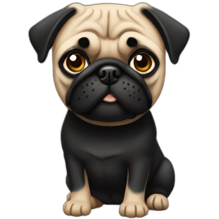 pug wearing a black t-shirt emoji