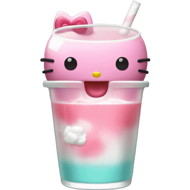 Hello kitty drinking boba emoji