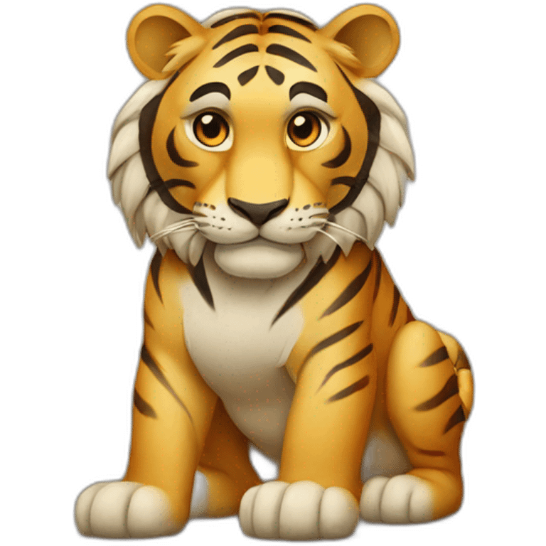 Tigre sur un lion emoji