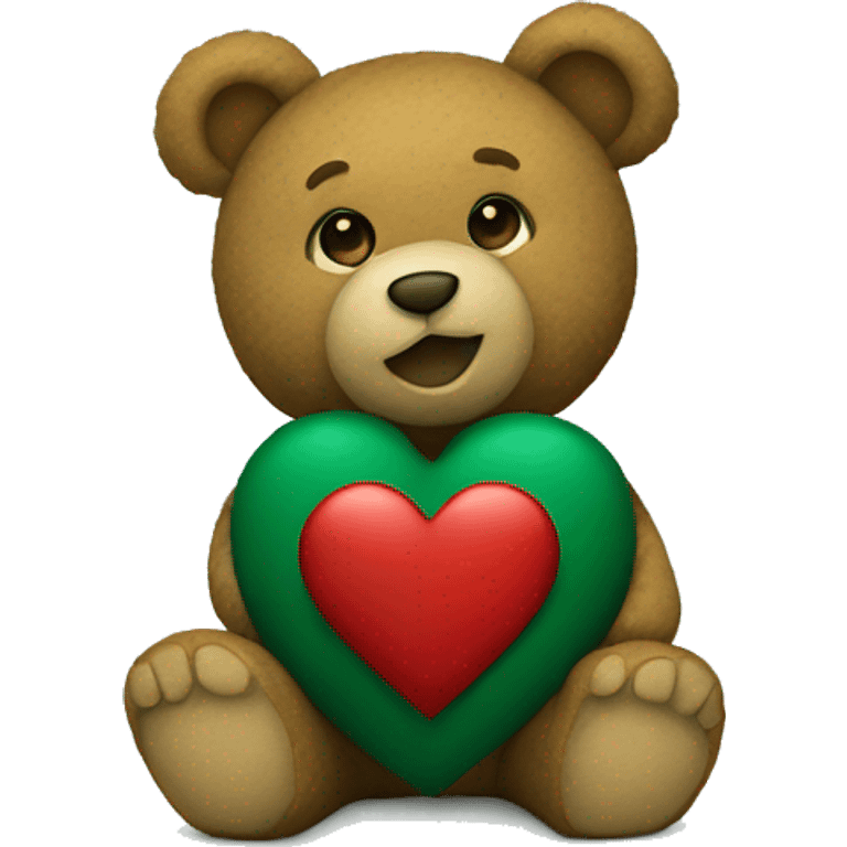 teddy bear holding dark green heart emoji