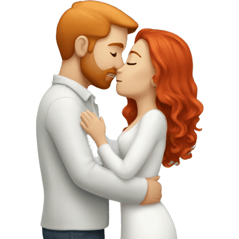 Red haired white couple kissing emoji