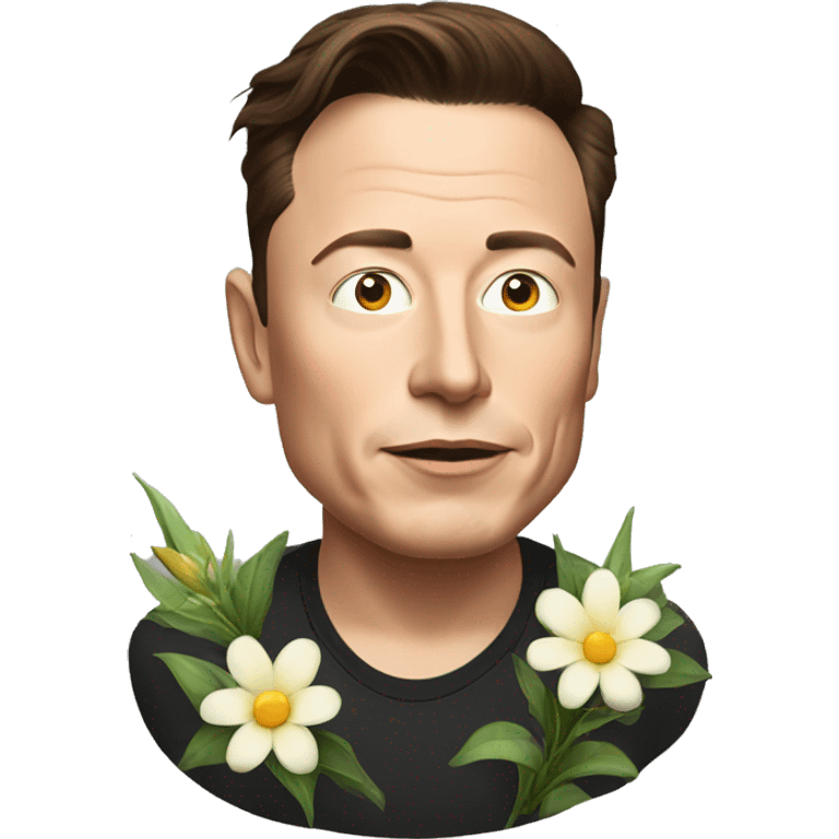 Elon Musk with flower in Hair  emoji