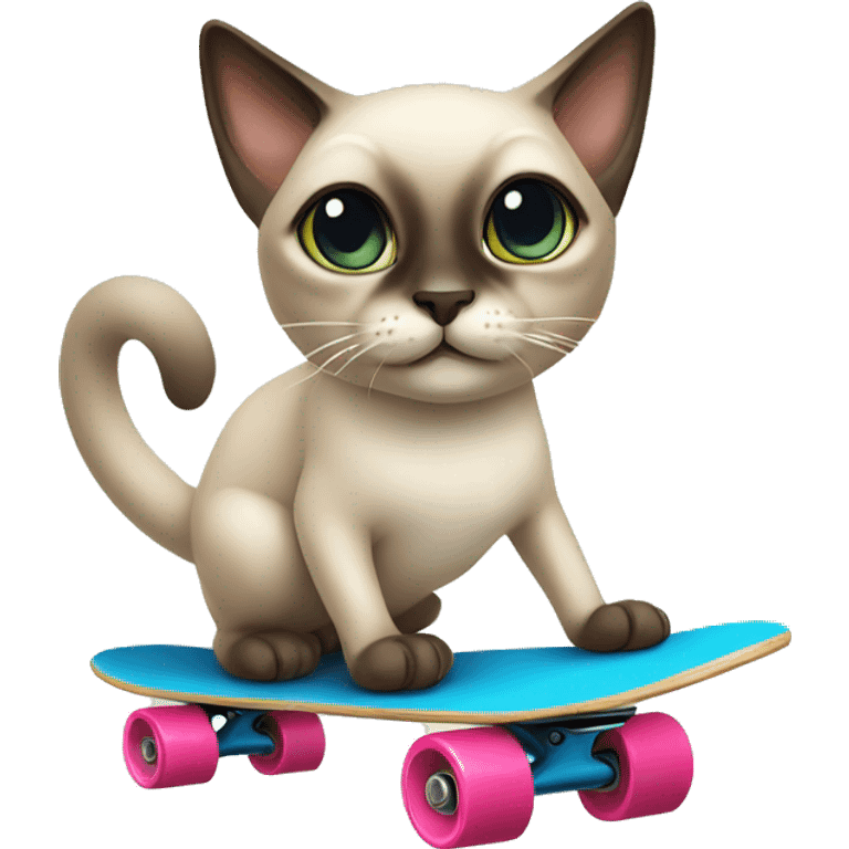 Siamese cat on skateboard  emoji