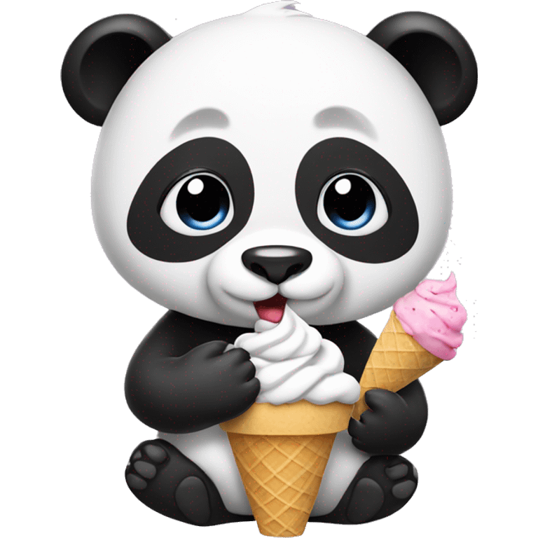 Panda eating ice cream emoji