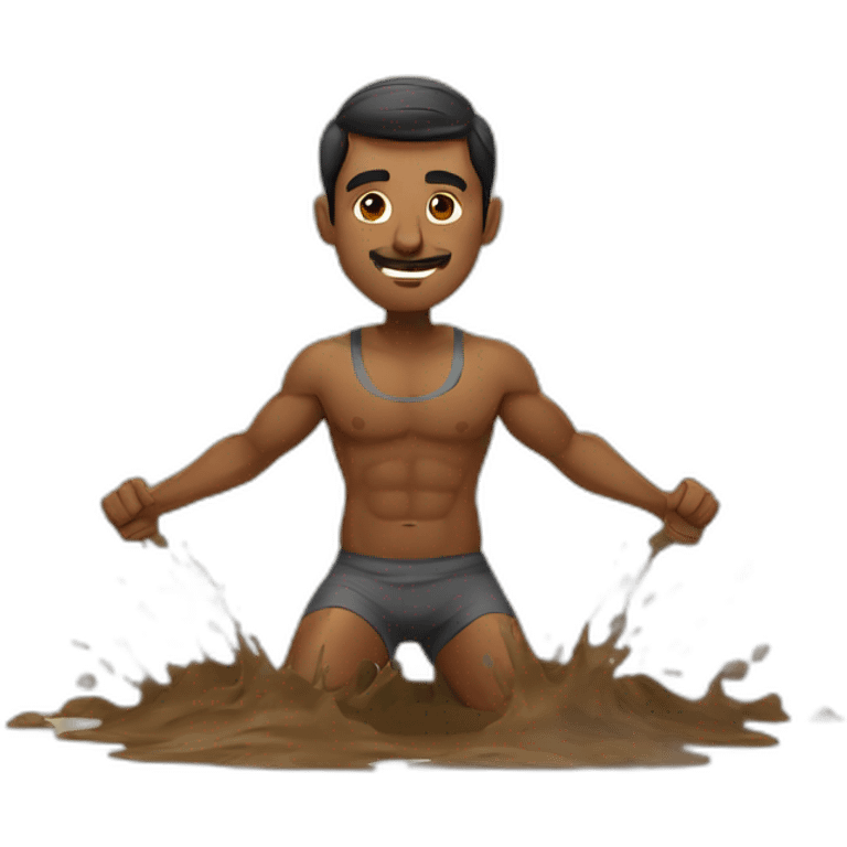 Indian man doing workouts in mud emoji