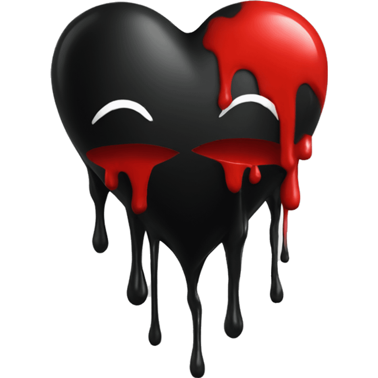 black heart with red paint drips emoji