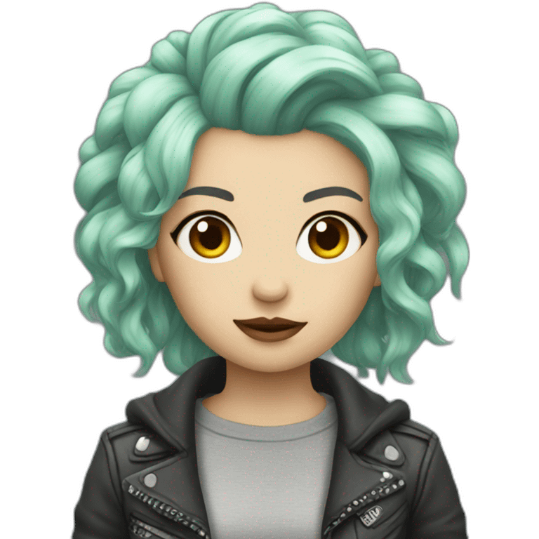 Gray mint hair punk girl emoji