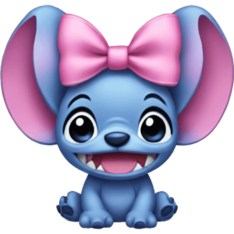 Stitch wearing pink bow emoji