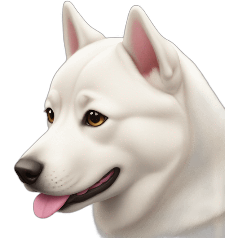 White Jindo dog with pink nose emoji