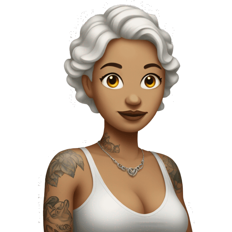 white pregnant lady with tattoos emoji