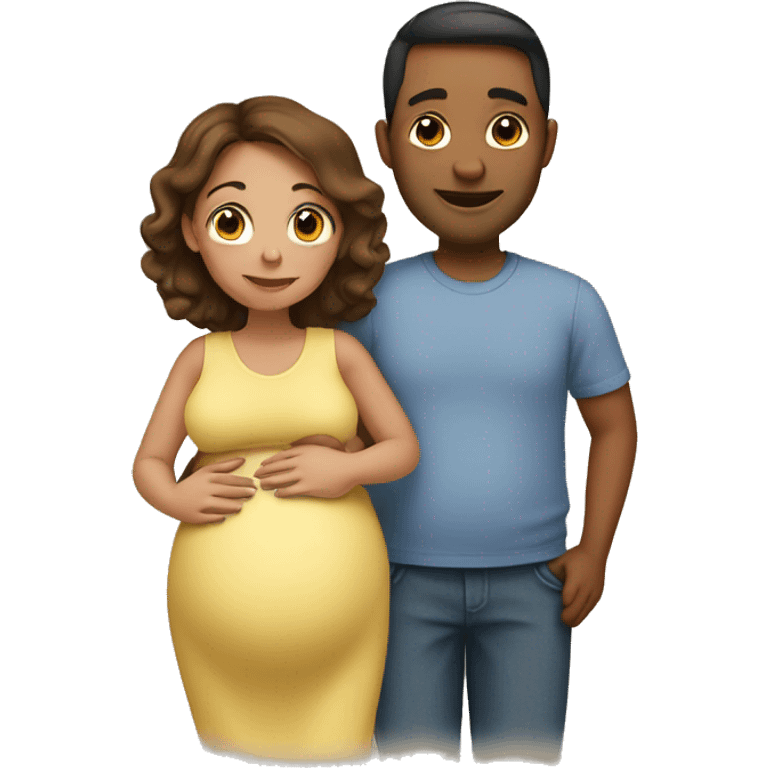 A pregnant woman with her husband  emoji