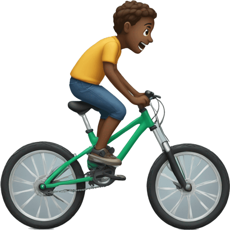 A boy on his bike doing a jump emoji