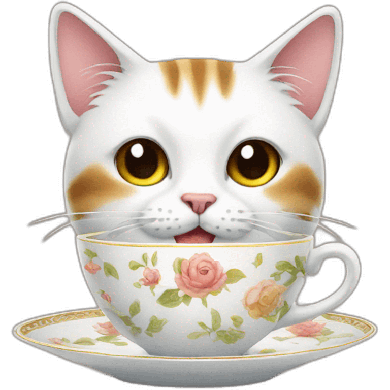 Cat with tea emoji