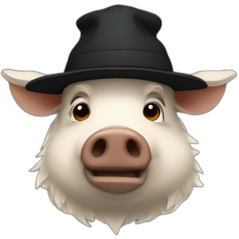 doomer boar with stubble in a black winter hat emoji