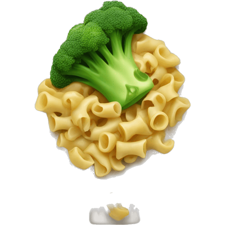 dish with macaroni and pieces of broccoli emoji