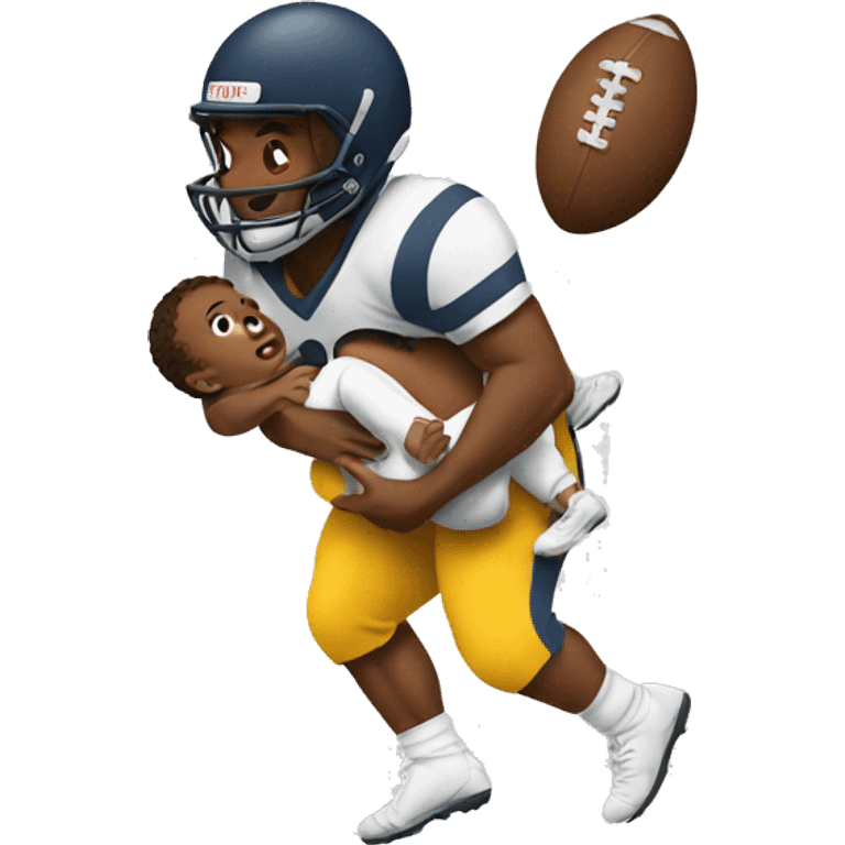 Linebacker tackling a baby emoji