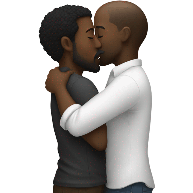 black man kissing white man  emoji