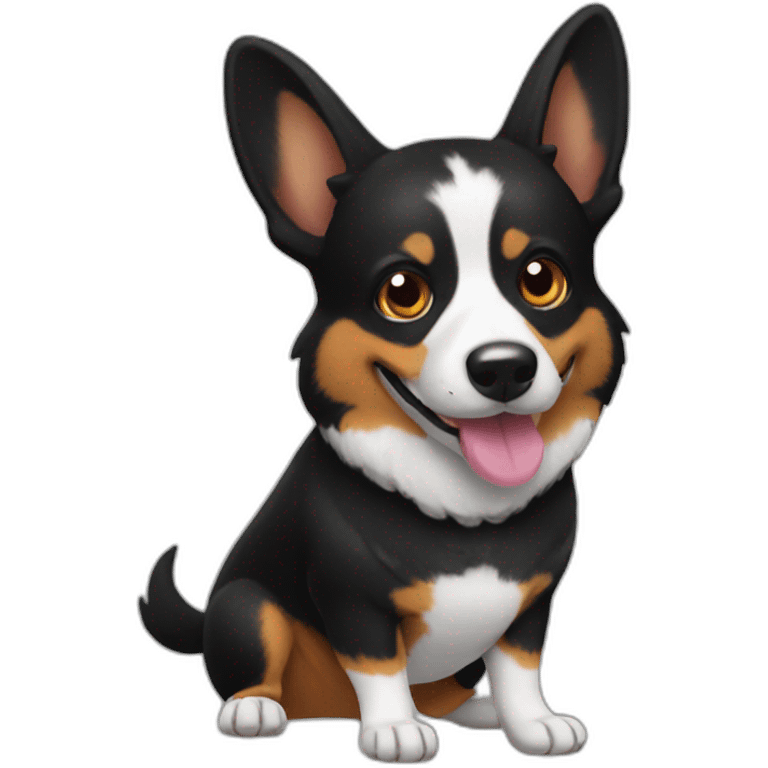 Black corgi dressed for Halloween emoji