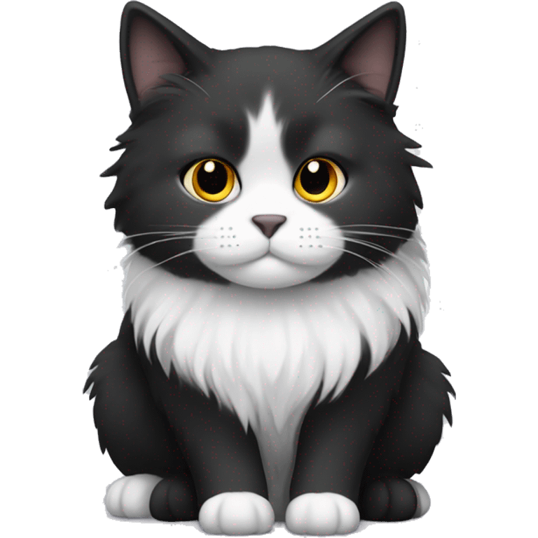 black and white fluffy cat emoji