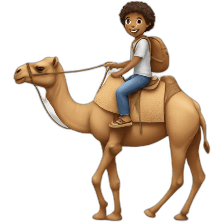 white child riding a camel emoji