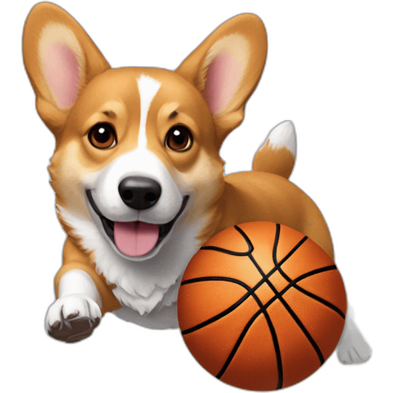 Corgi dunking a basketball emoji