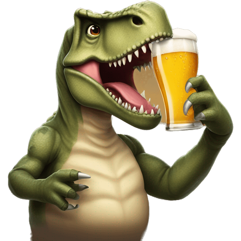 a t-rex drinkin beer emoji