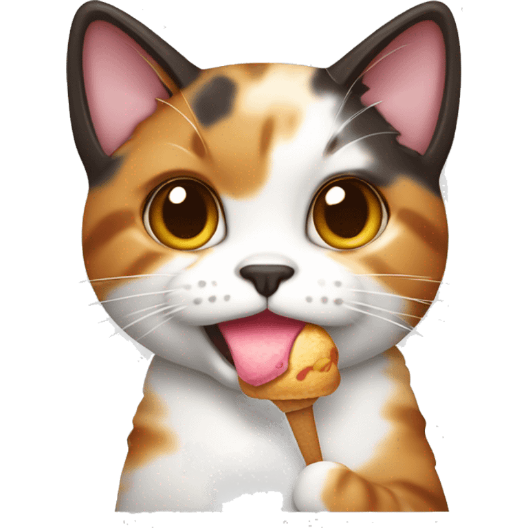 calico cat with icecream  emoji