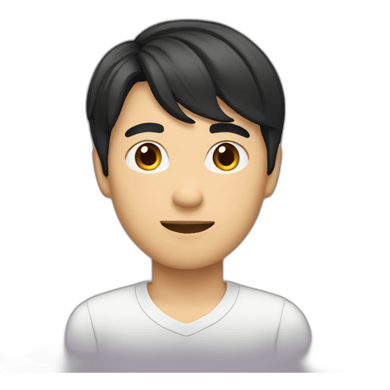 asian male with curtains haircut black hair emoji