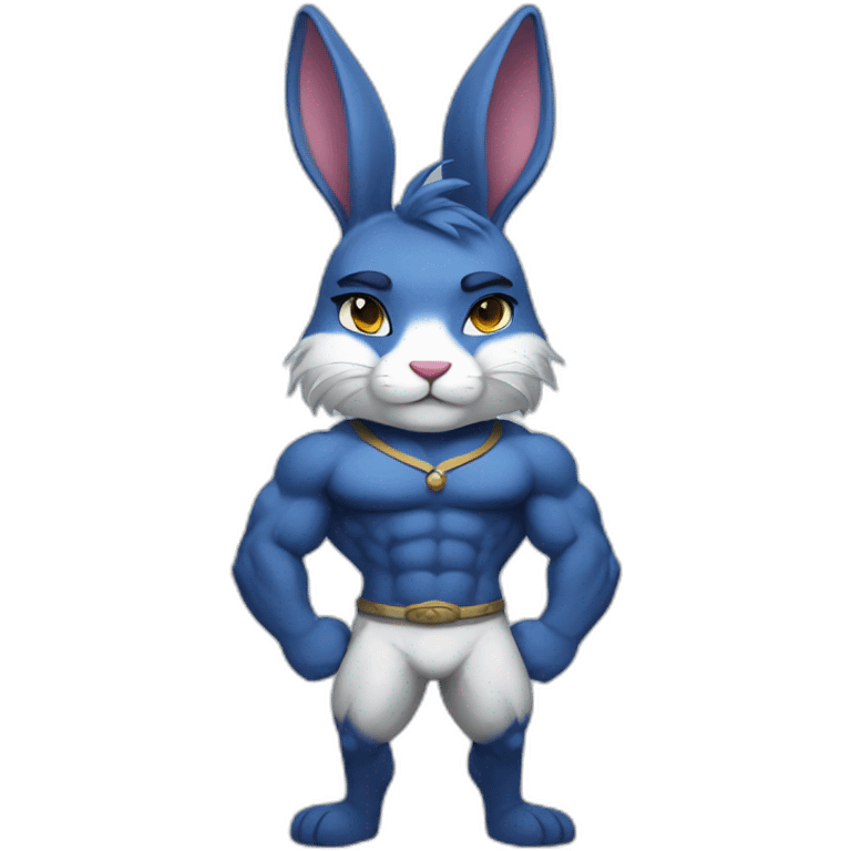 Muscular Anthro white rabbit with dark blue hair emoji