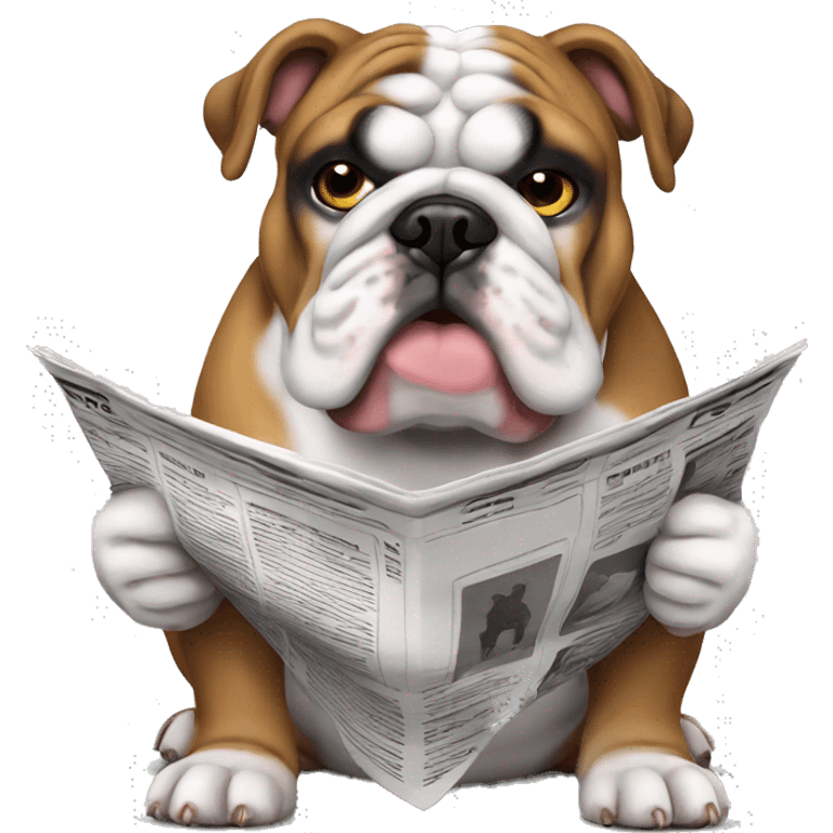 english bulldog reading newspaper emoji