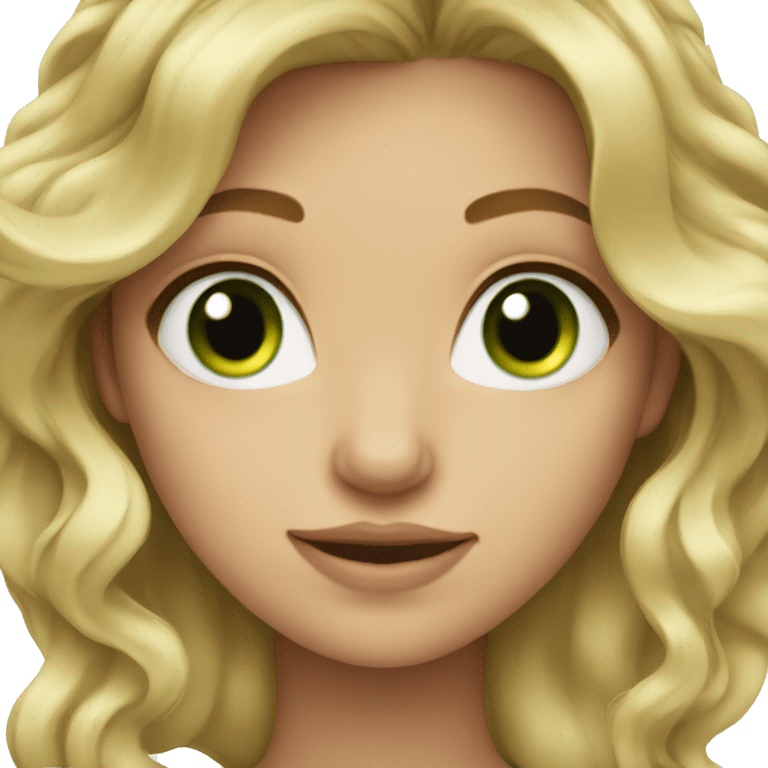 Blonde wavy hair girl with green eyes  emoji