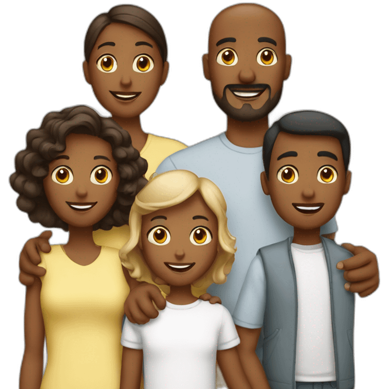 A family with 3 childrens and two parents emoji