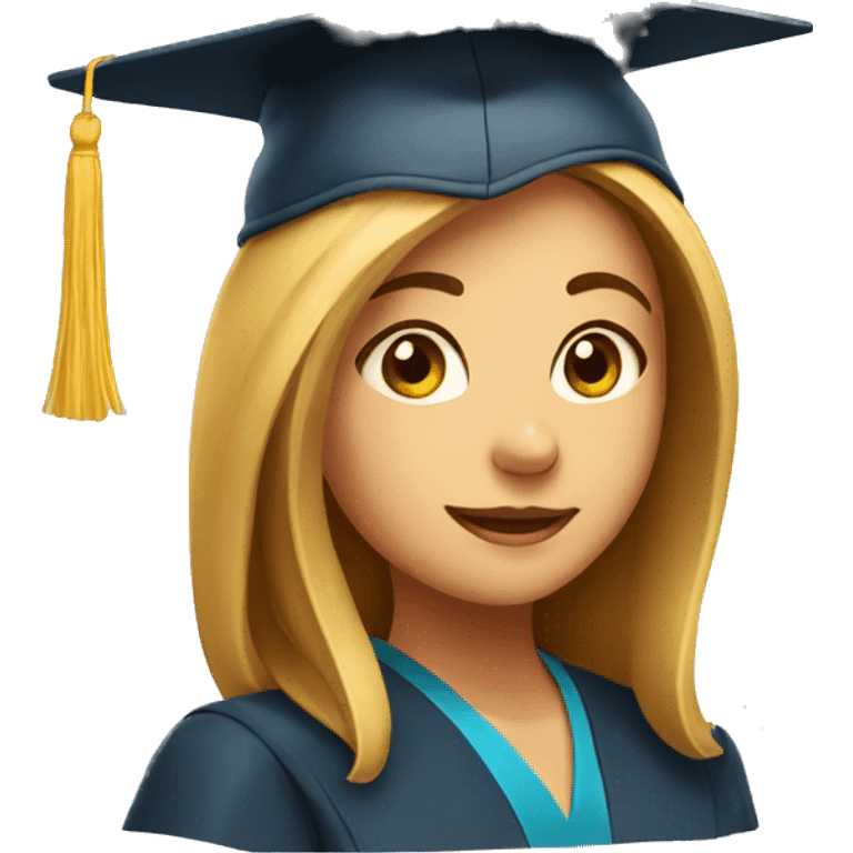 Girl with her graduation hat and cap emoji