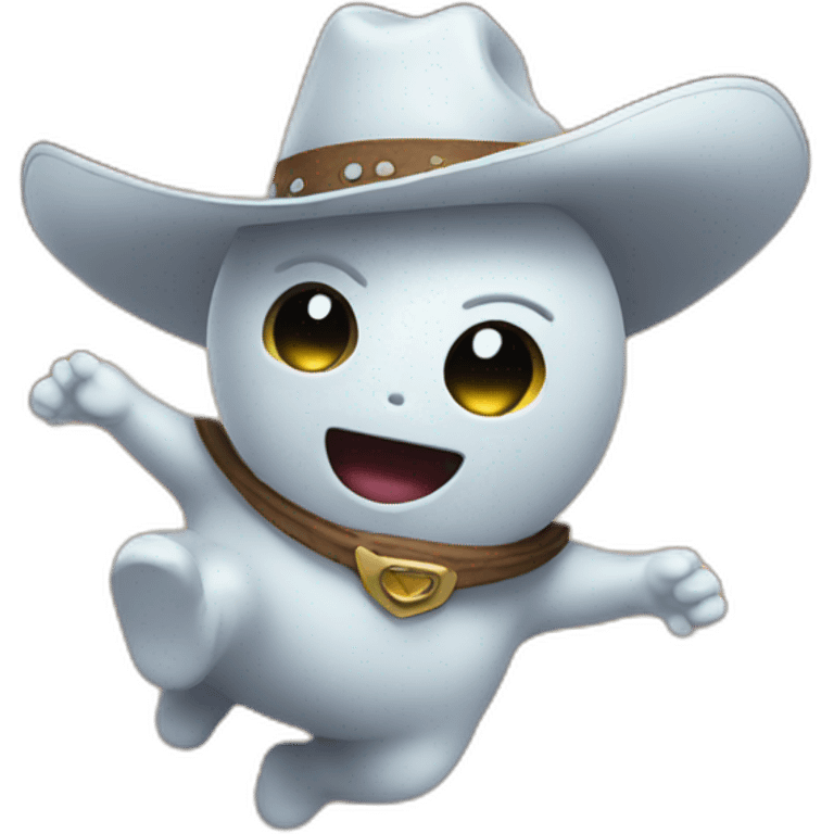 baby ghost cowboy flying at night emoji