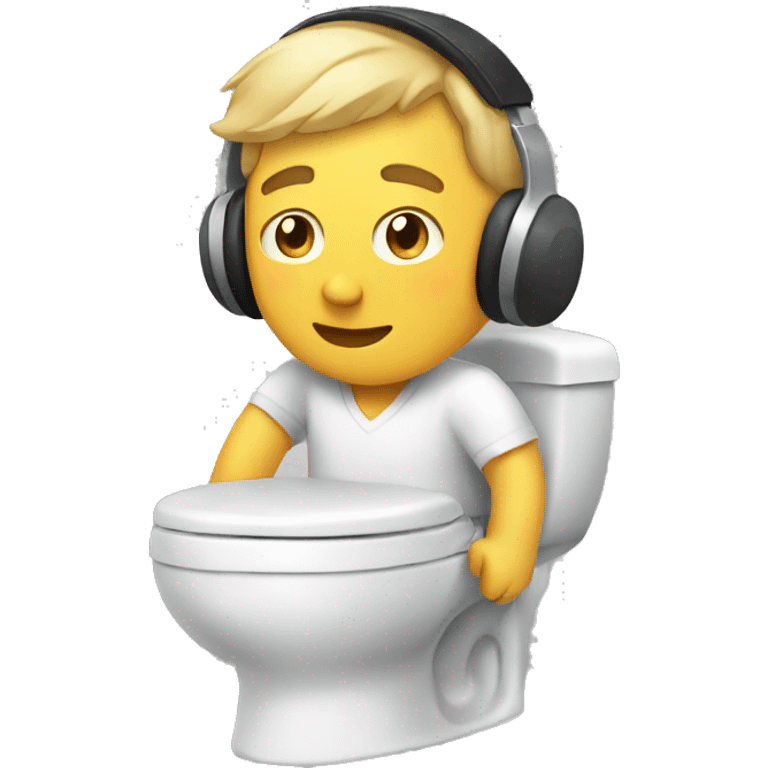 Man on toilet wearing headset emoji