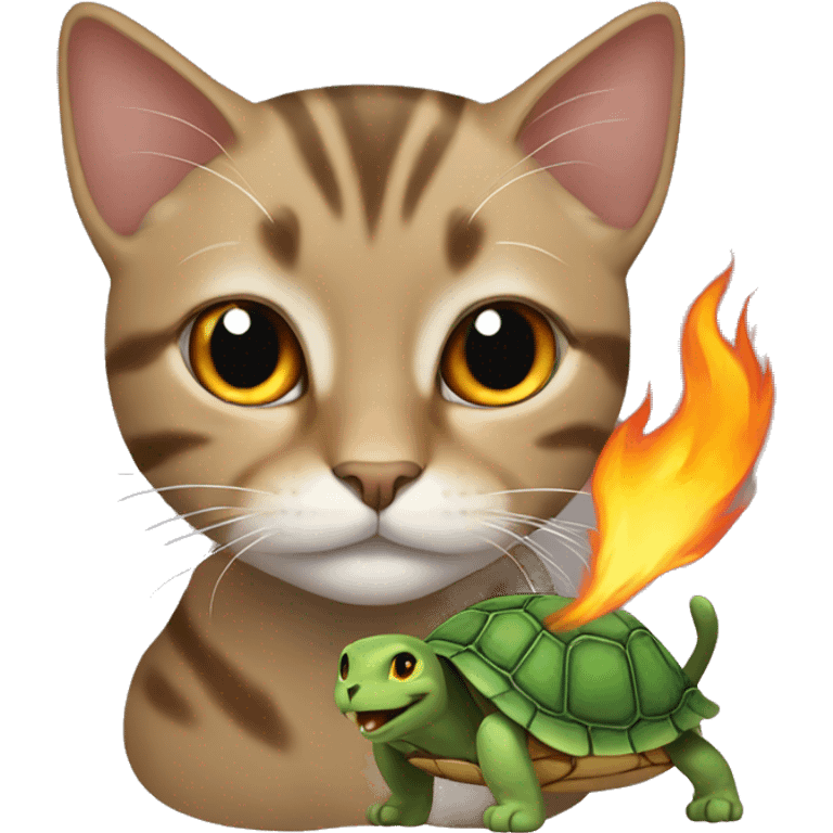 cat mix with turtle and fire emoji