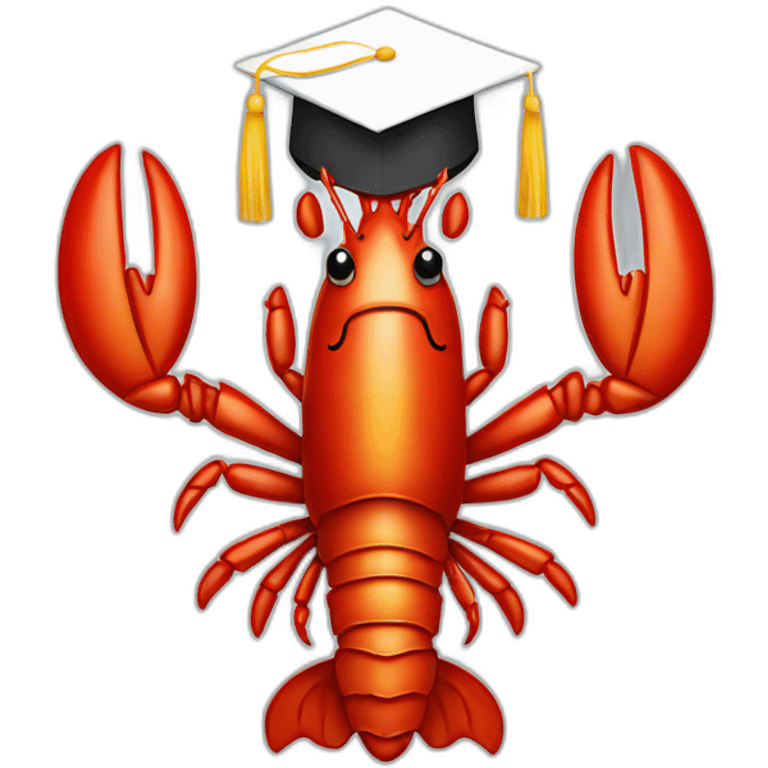 Lobster with a graduate hat emoji