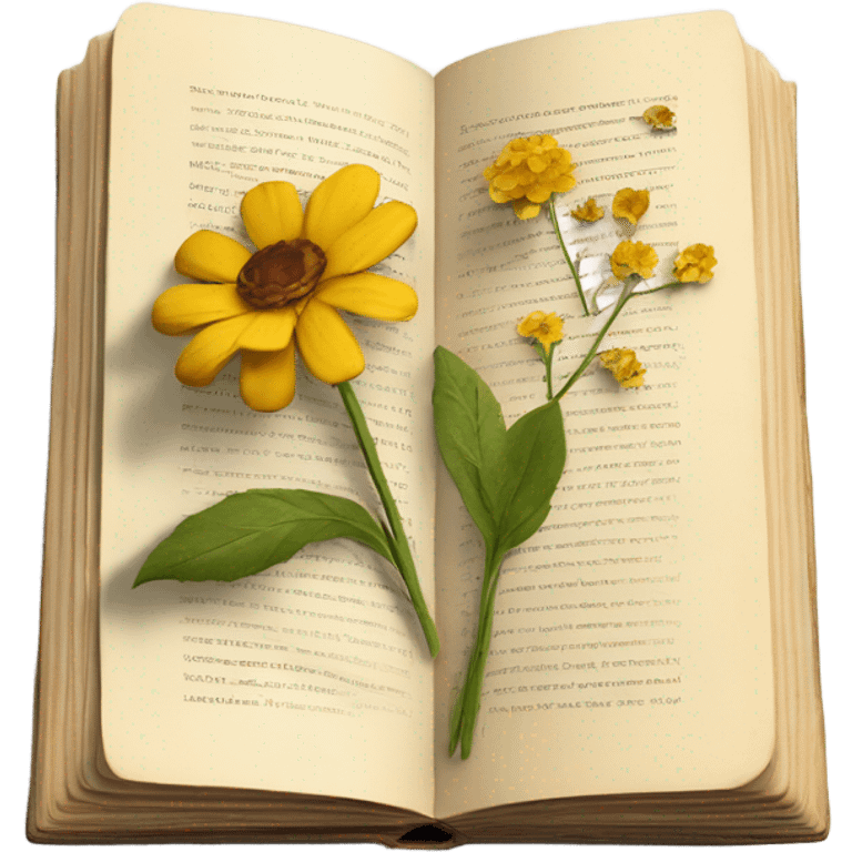 book with some pressed flowers on the pages realistic flowers pressing emoji