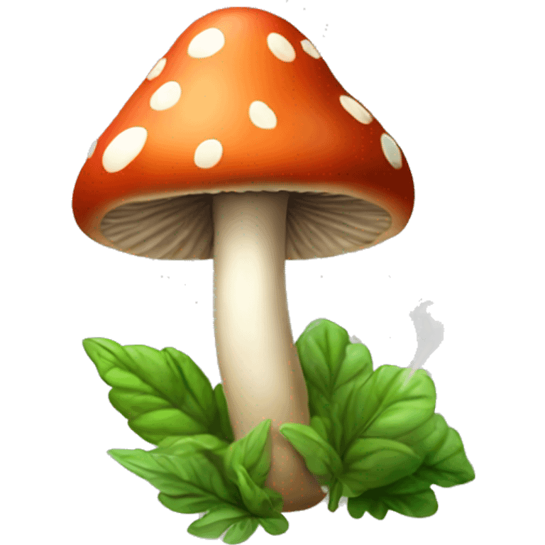 A cute lil mushroom guy smoking herbs  emoji