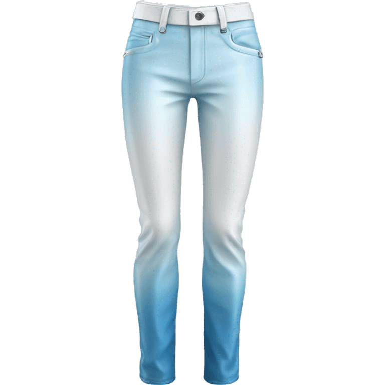 Realistic isolated light blue to white ombre leather pants.  emoji