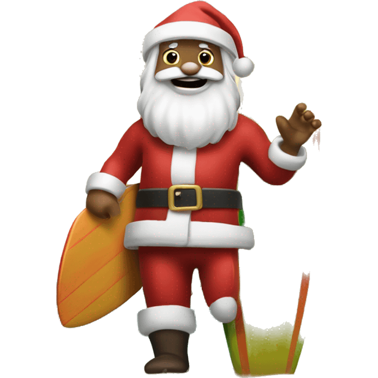 Santa claus with surfboard emoji