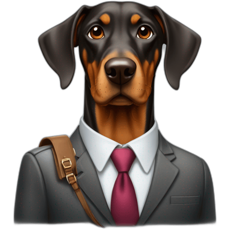 Doberdore dog in tie and with briefcase emoji